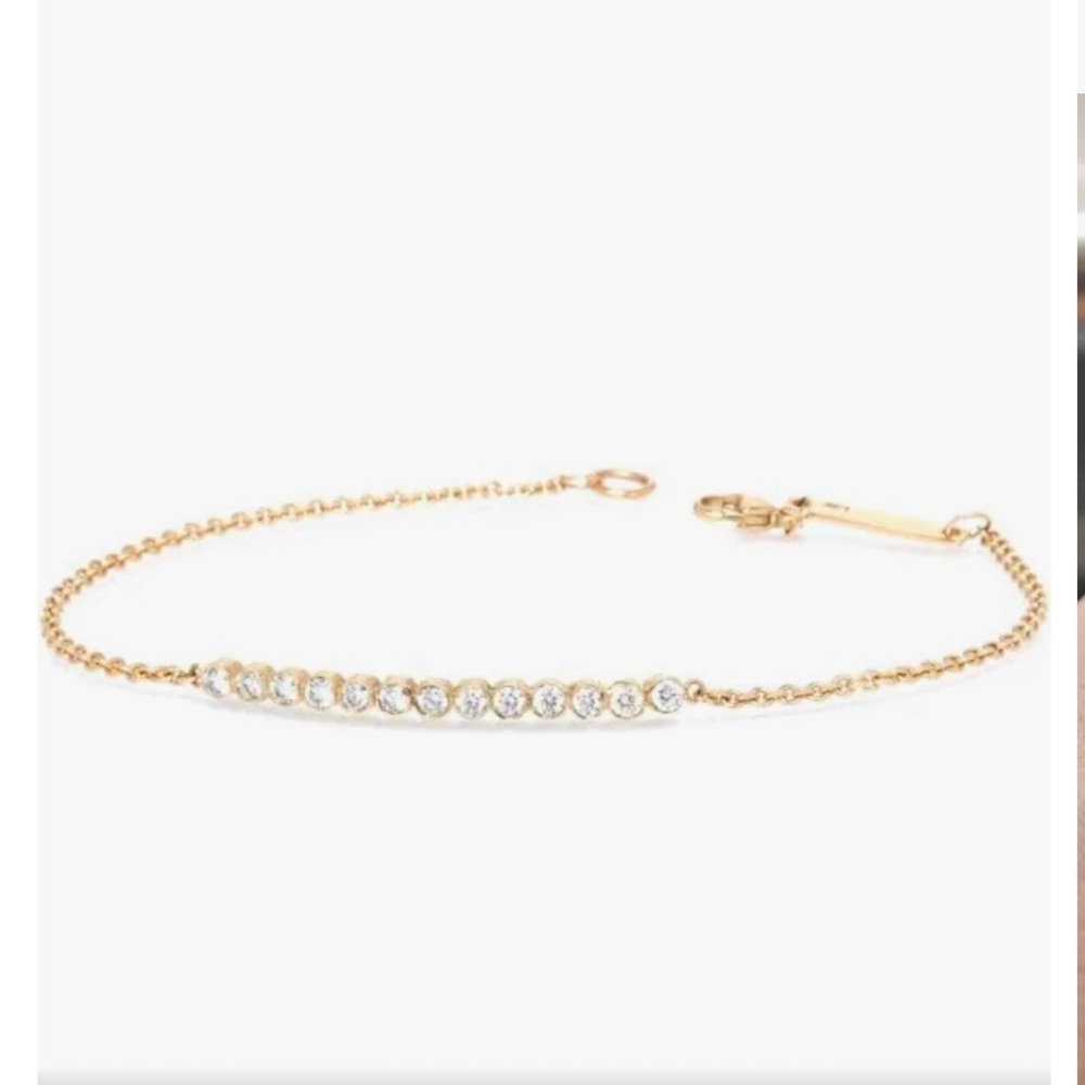 Zoe Chicco 14K Gold Diamond Bezel-Set Bar Chain Bracelet